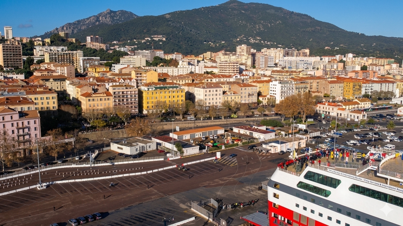 Foule Ajaccio visite papale décembre 2024 — captation aérienne Visualta