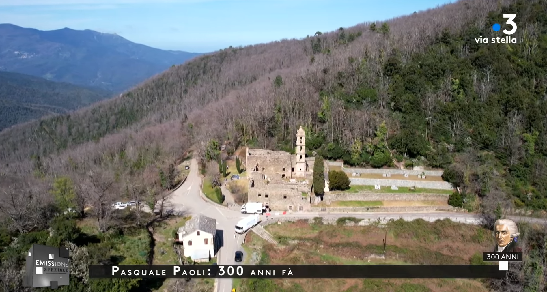 Émission spéciale 300 ans Pascal Paoli Via Stella Casabianca — drone Visualta tournage TV Corse